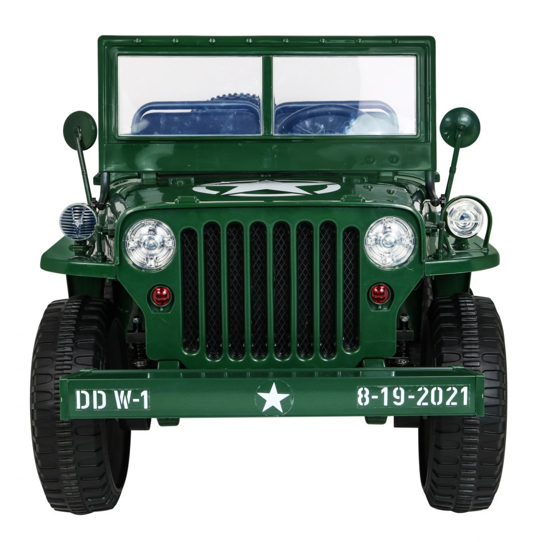Terenowy Willys Wojskowe Retro dla 3 dzieci Zielony 4×4 - obrazek 2