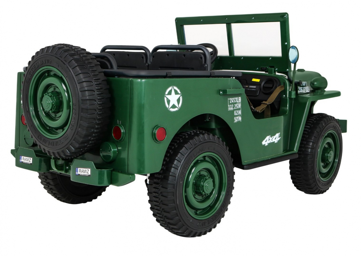 Terenowy Willys Wojskowe Retro dla 3 dzieci Zielony 4×4 - obrazek 8