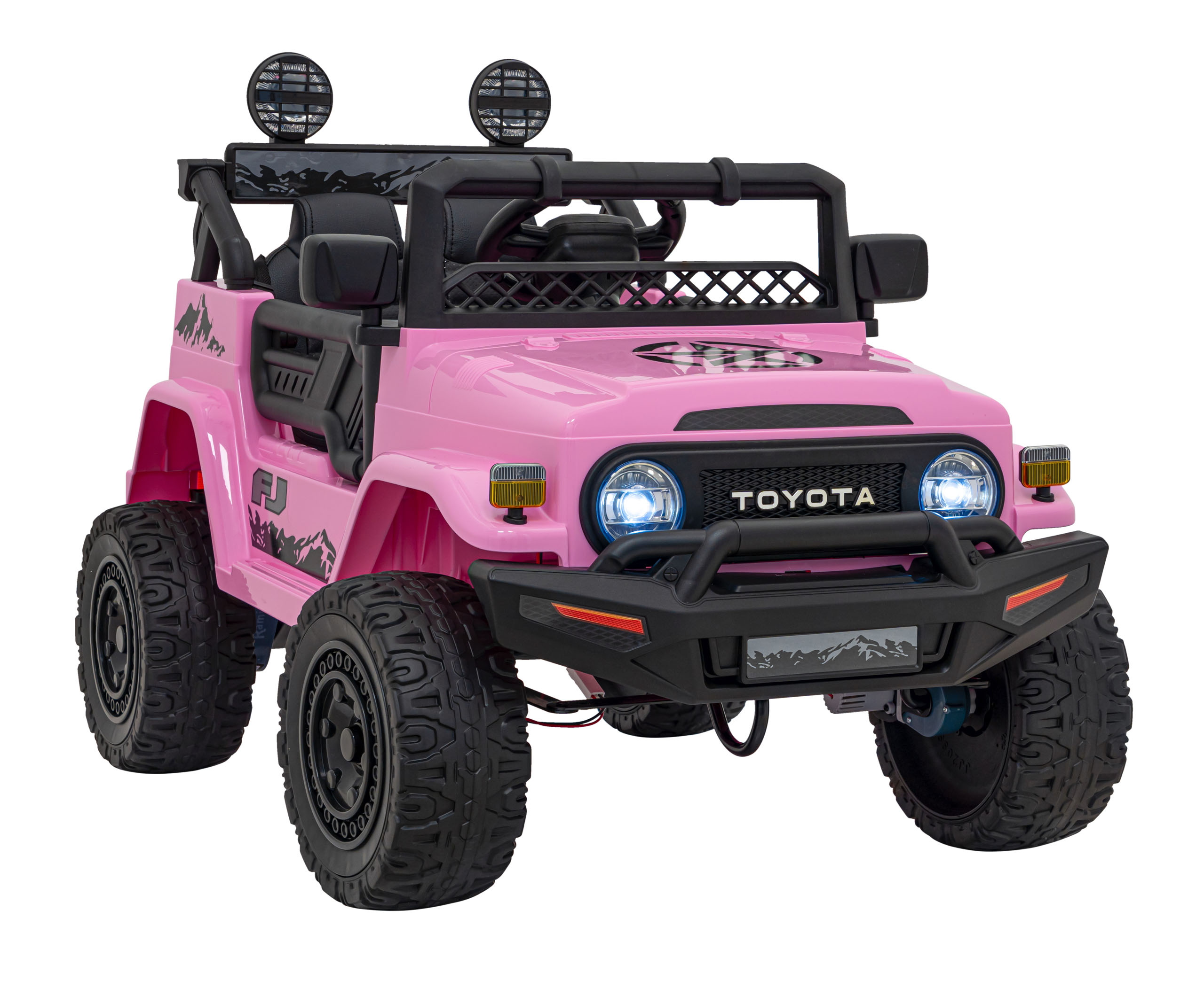 Akumulatorowy samochód terenowy Toyota FJ Cruiser 4x4 dla dzieci - jednoosobowy pojazd do zabawy na świeżym powietrzu RÓŻOWA - obrazek 3