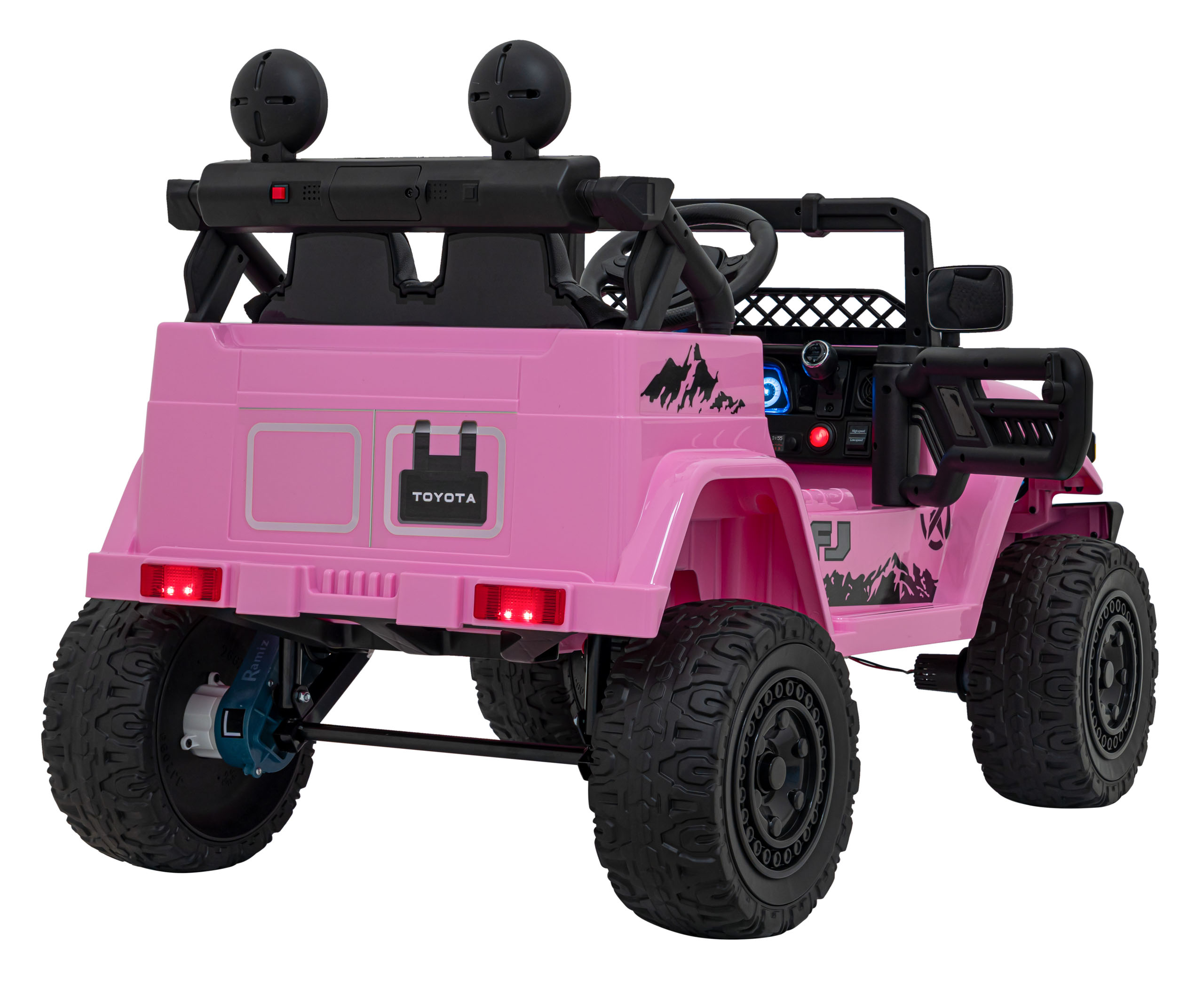 Akumulatorowy samochód terenowy Toyota FJ Cruiser 4x4 dla dzieci - jednoosobowy pojazd do zabawy na świeżym powietrzu RÓŻOWA - obrazek 7