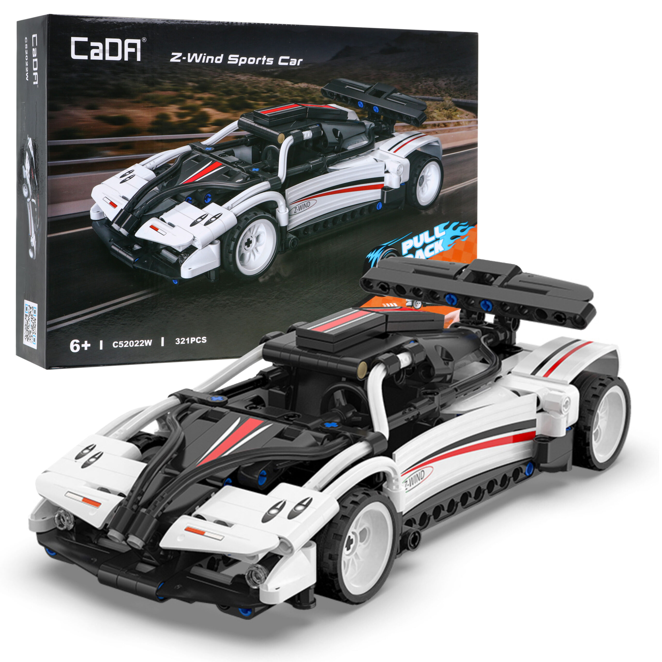 Klocki techniczne CaDA 321 el. Auto sportowe Z-Wind z napędem Pull-back dla dzieci 6+ - obrazek 2