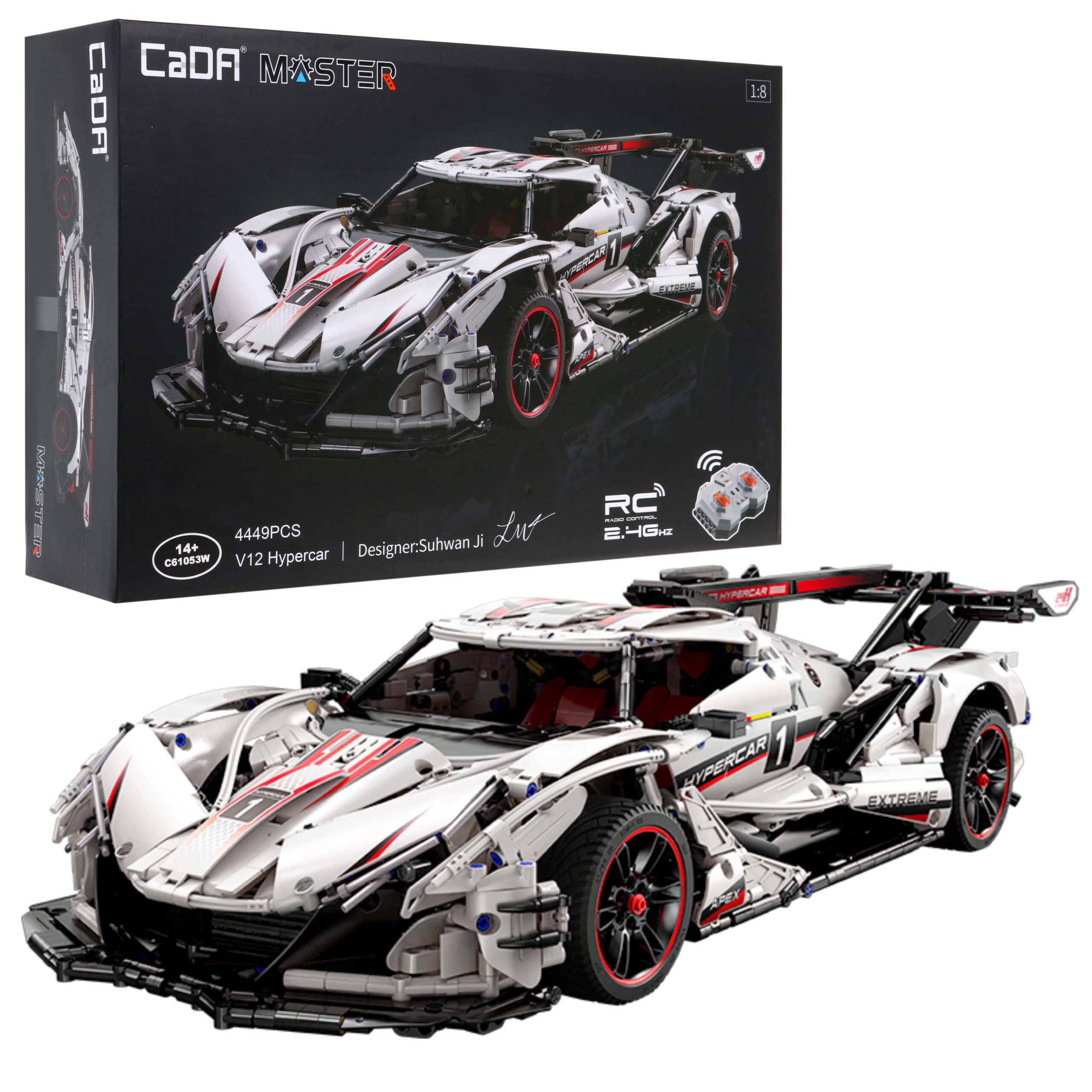Klocki techniczne CaDA 4449 el. Zdalnie sterowany V12 Hypercar samochód sportowy Master - obrazek 7