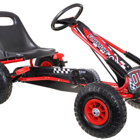 Gokart Air na pedały dla dzieci 3+ Czerwony + Pompowane opony + Regulowany fotel