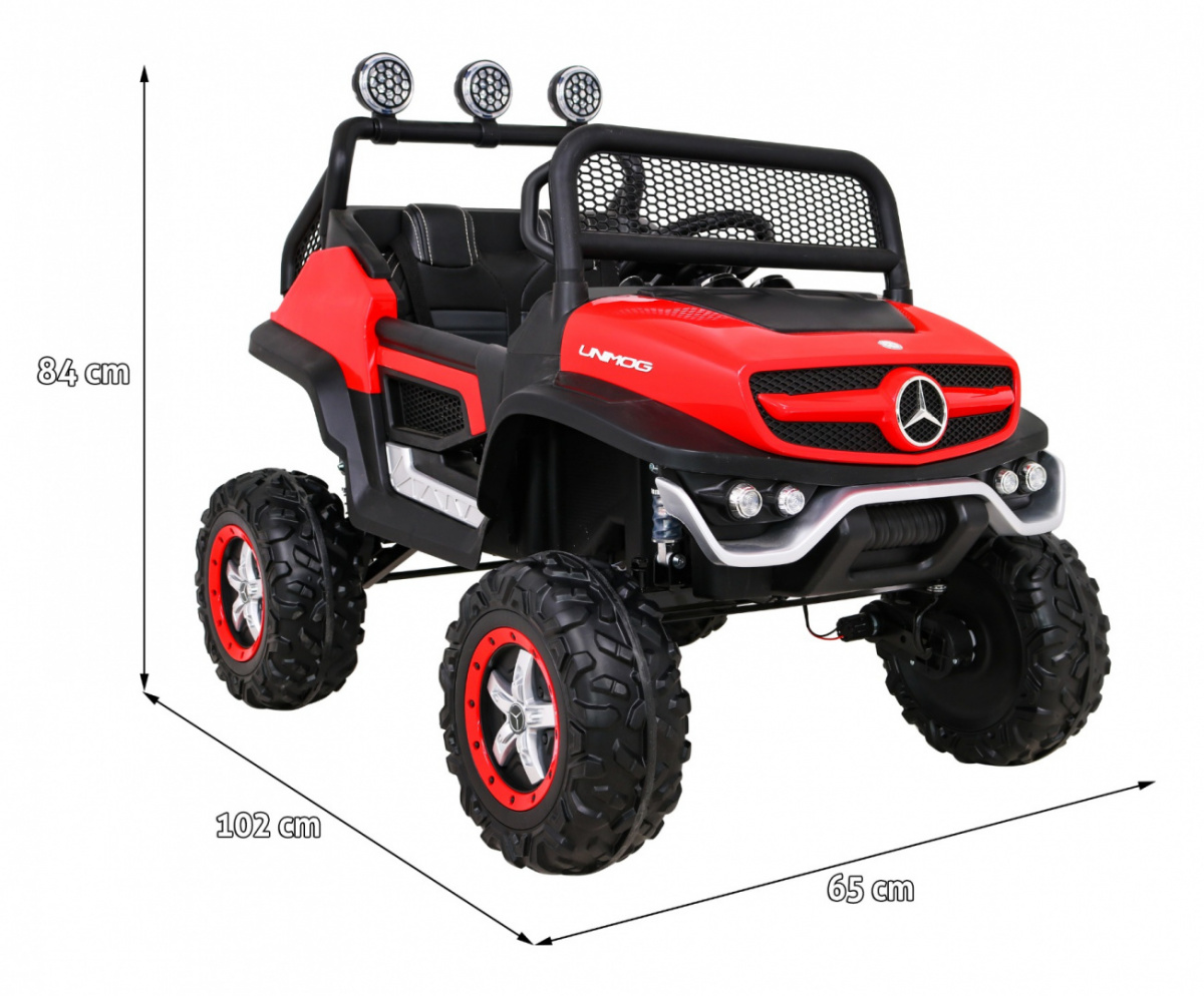 Mercedes Benz Unimog M Czerwony na akumulator dla dzieci - obrazek 2